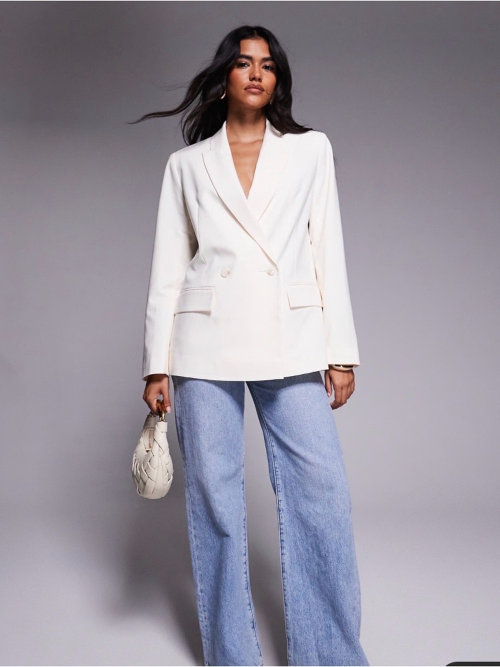 ASOS Cream Double-Breasted Women's Blazer Jacket
